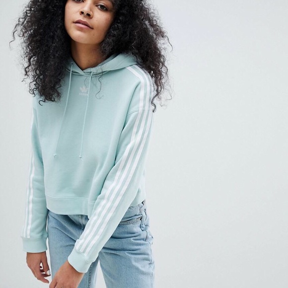 adidas Tops - Adidas Originals Adicolor Mint Crop Hoodie